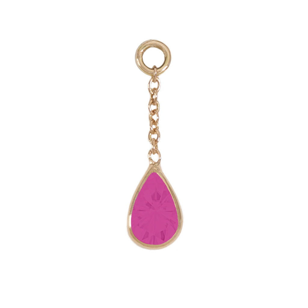 13mm Solid Gold Teardrop Ruby Charm