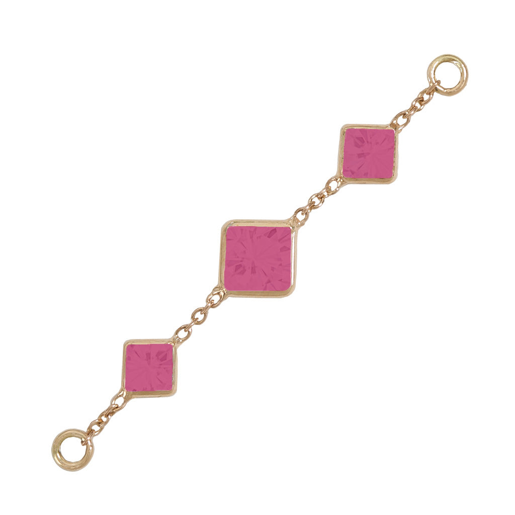 35mm Solid Gold Triple Ruby Accessory Chain
