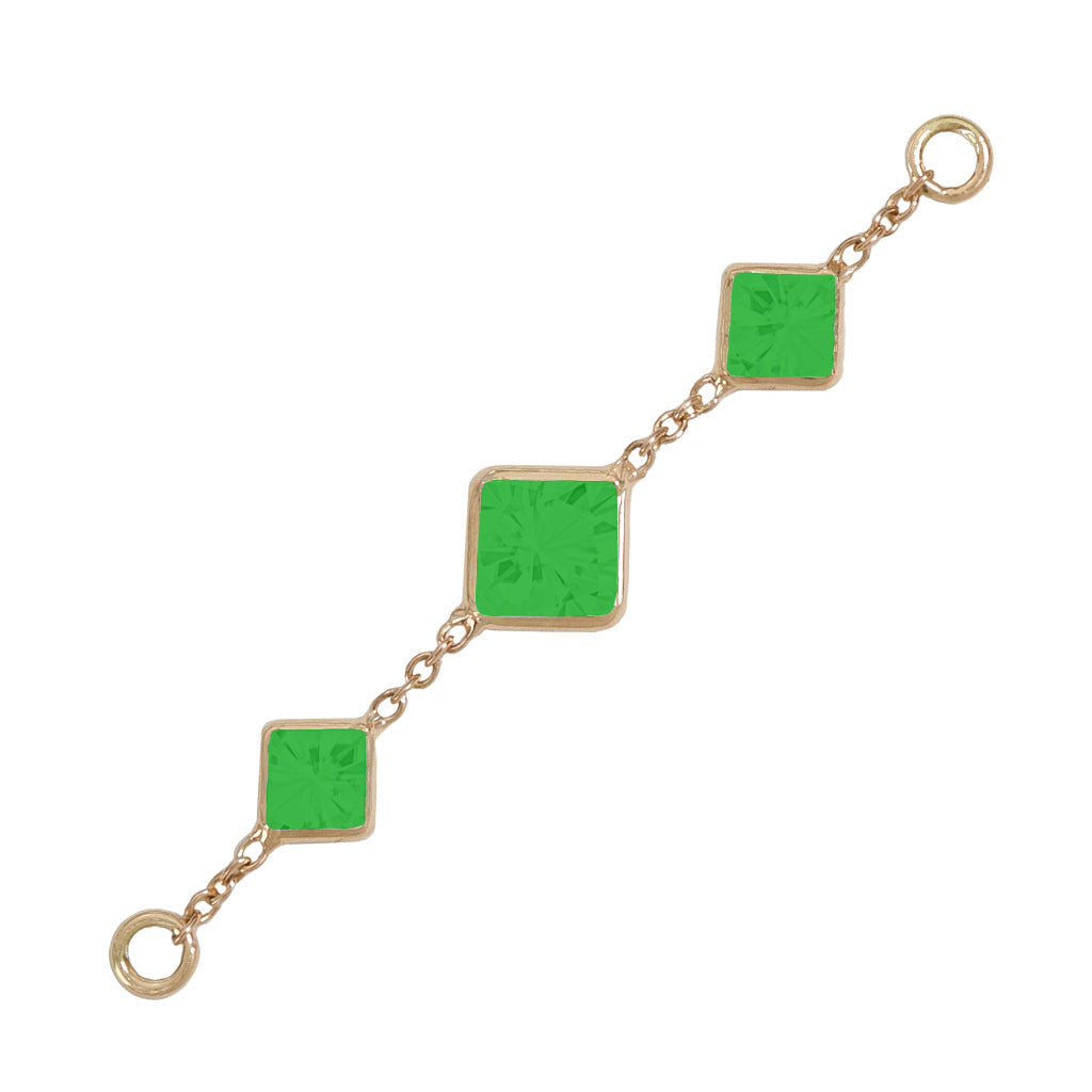 35mm Solid Gold Triple Emerald Accessory Chain