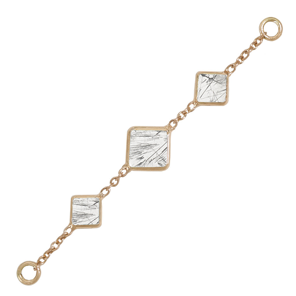40mm Solid Gold Triple Tourmalated Quartz Accessory Chain