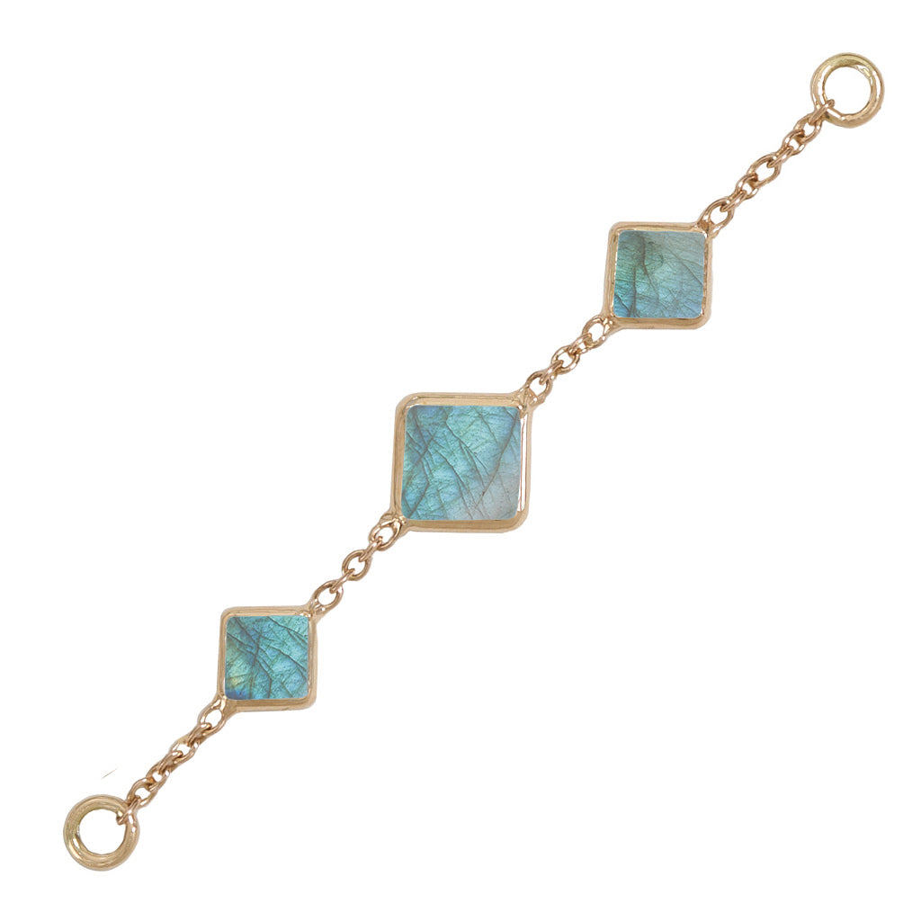 40mm Solid Gold Triple Labradorite Accessory Chain