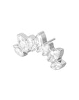 Titanium 3mm Crown Threadless End - Clear CZ (18g/16g)