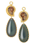Ammonite & Rainbow Obsidian Dangles