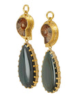 Ammonite & Rainbow Obsidian Dangles