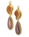 Ammonite & Botswana Agate Dangles