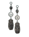 Black Obsidian Cicadas & Tourmalated Quartz Dangles