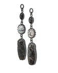 Black Obsidian Cicadas & Tourmalated Quartz Dangles