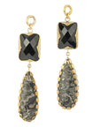 Faceted Black Obsidian & Marcasite Dangle