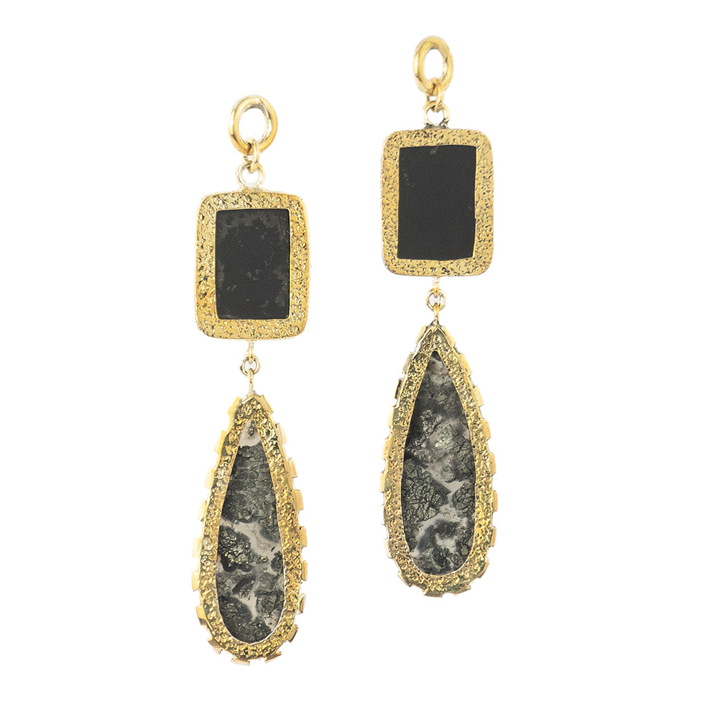 Faceted Black Obsidian & Marcasite Dangle