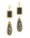 Faceted Black Obsidian & Marcasite Dangle