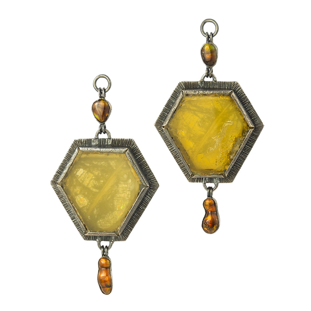 Fire Agate & Tourmaline Dangles