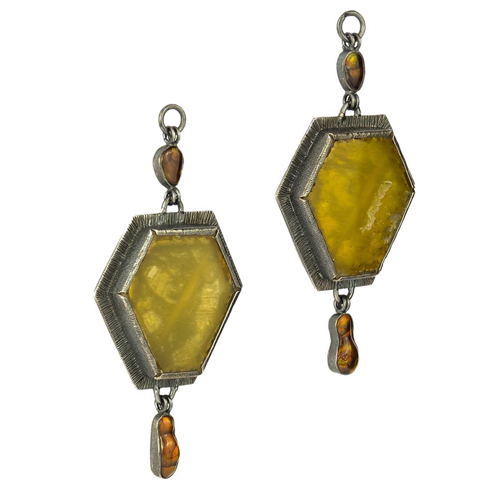 Fire Agate & Tourmaline Dangles