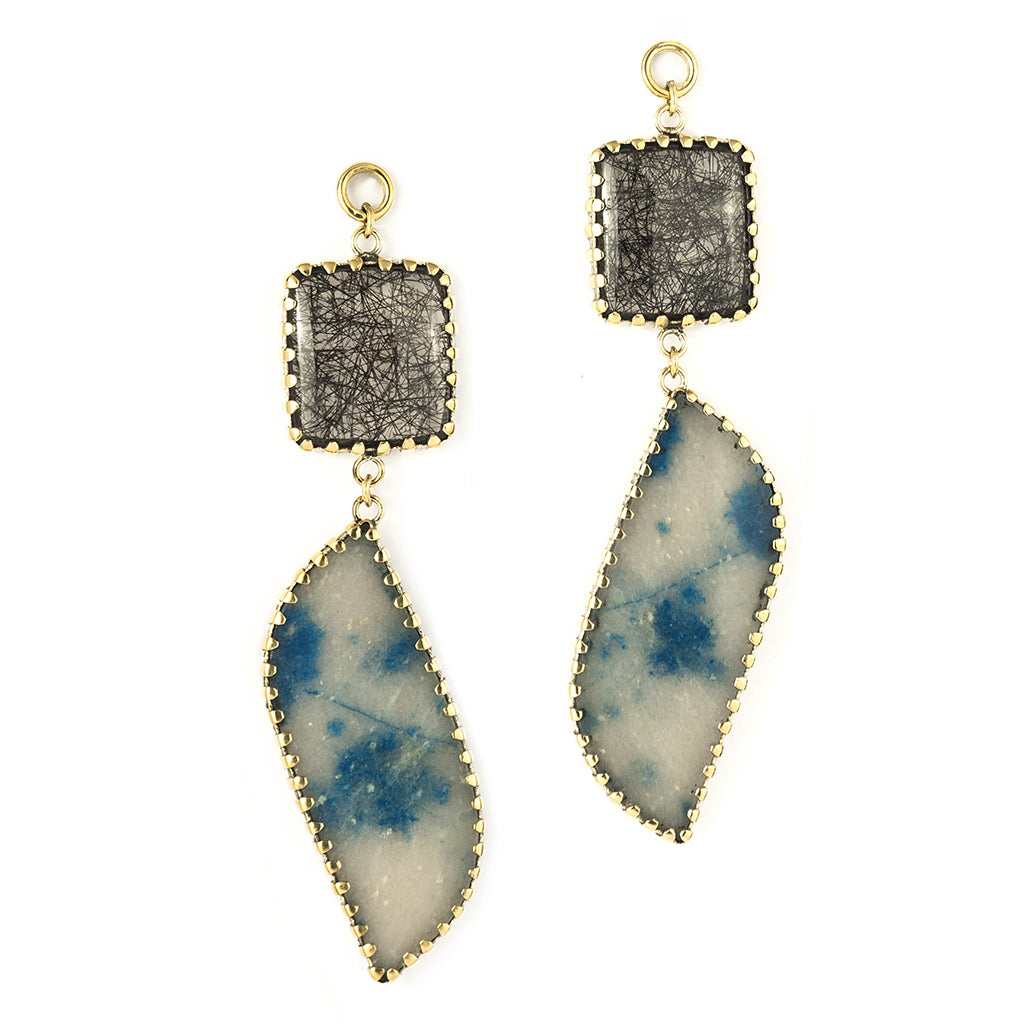 Tourmalated Quartz & Blue Quartz Dangles
