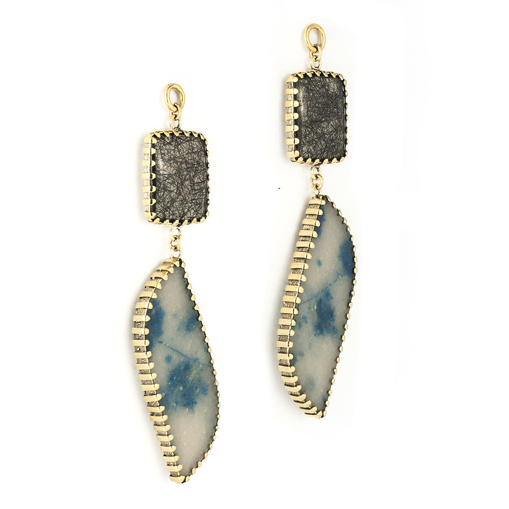 Tourmalated Quartz & Blue Quartz Dangles
