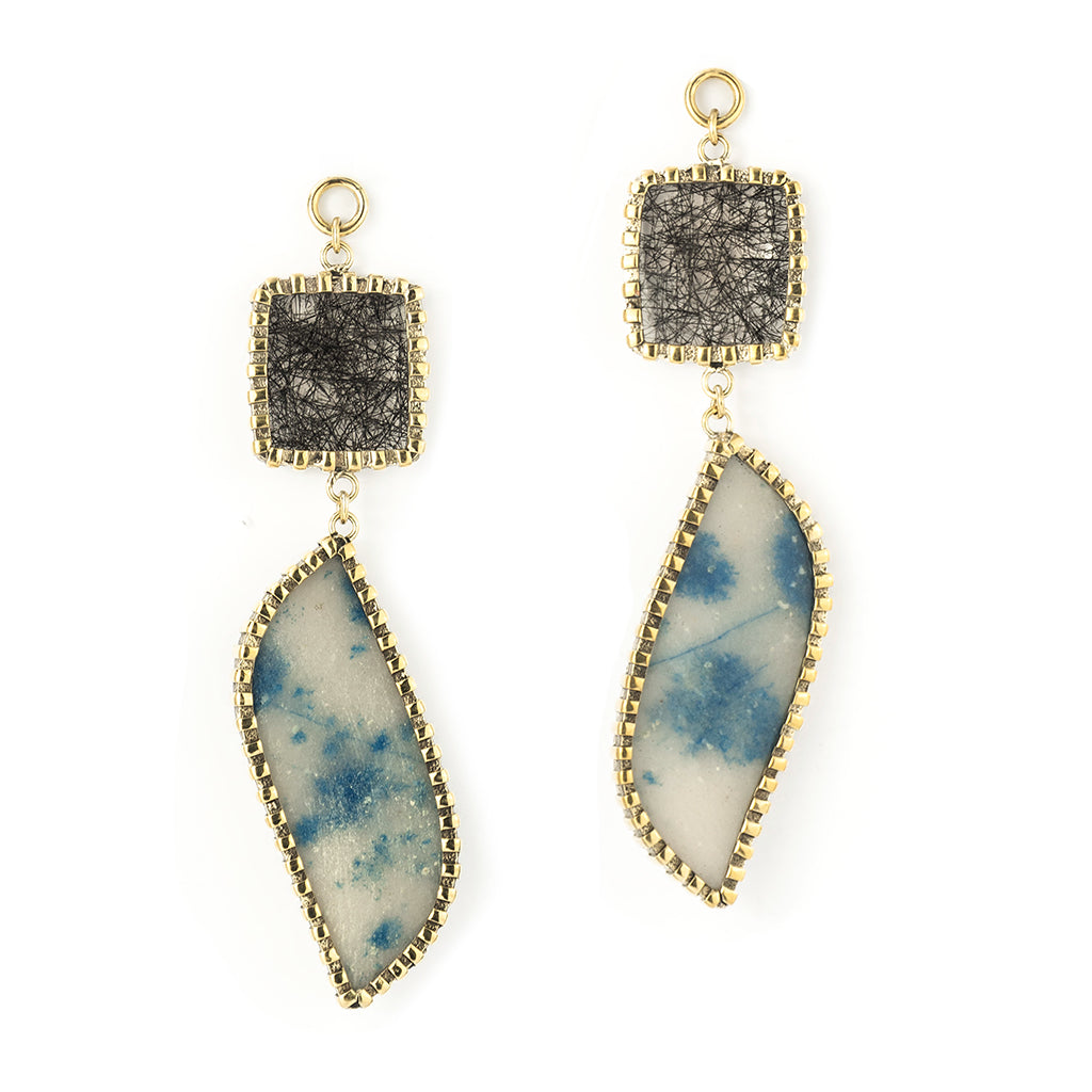 Tourmalated Quartz & Blue Quartz Dangles