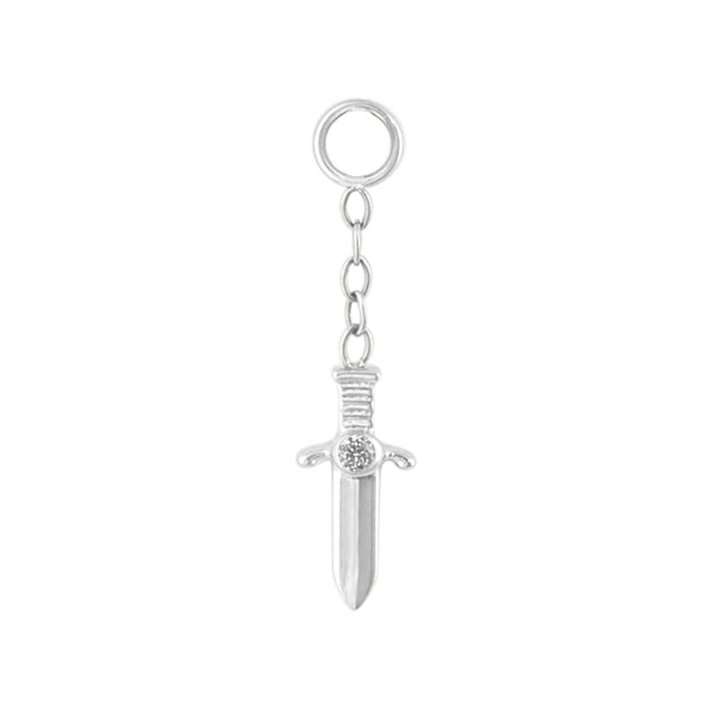Titanium Dagger Charm - Clear CZ