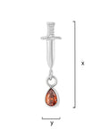 Titanium Dagger Drop Threadless End - Red CZ (18g/16g)