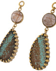 Rutilated Quartz & Turquoise Dangles