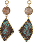 Rutilated Quartz & Turquoise Dangles