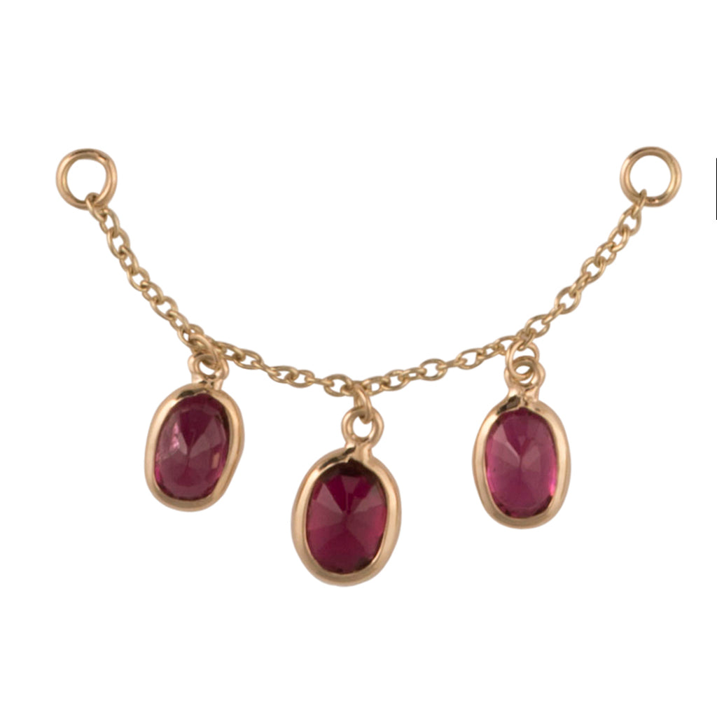30mm Solid Gold Rubellite Accessory Chain