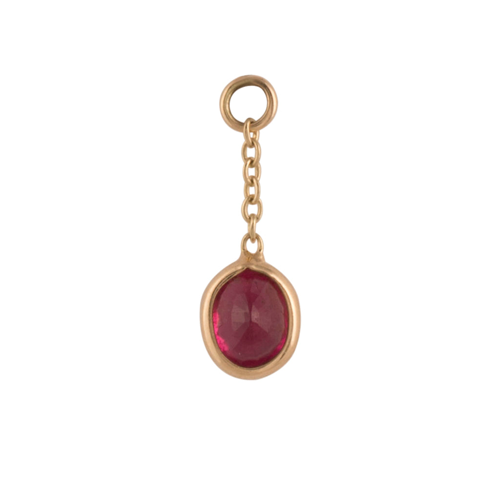 13mm Solid Gold Rubellite Charm