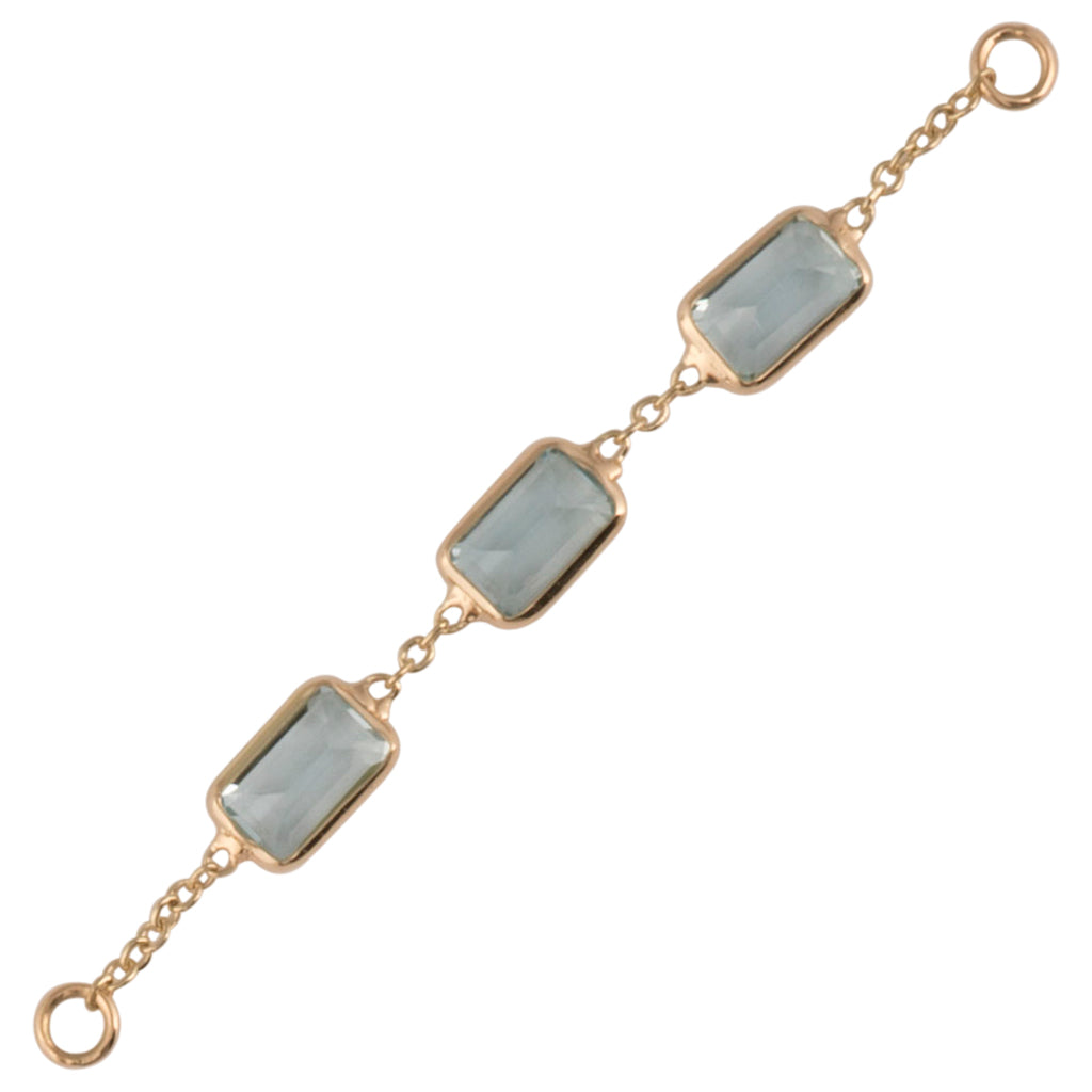40mm Solid Gold Natural Santa Maria Aquamarine Accessory Chain