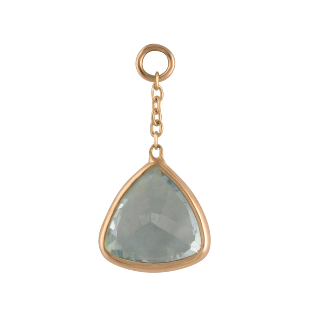 15mm Solid Gold Natural Santa Maria Aquamarine Charm