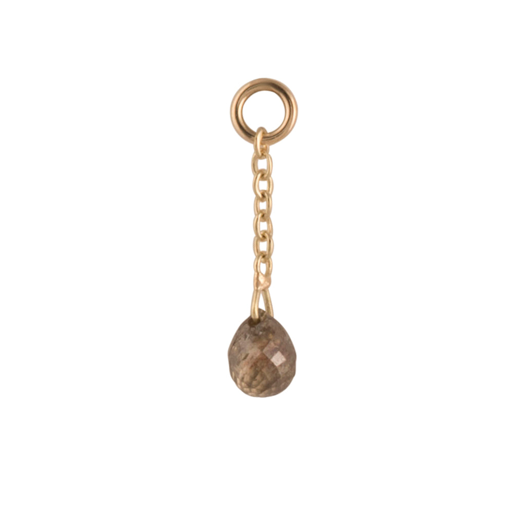 12mm Solid Gold Black Diamond Briolette Charm