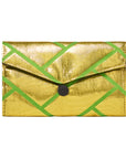 Lime & Gold Metallic Recycled Kimono Jewelry Pouch