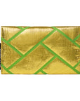 Lime & Gold Metallic Recycled Kimono Jewelry Pouch