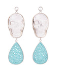 Quartz & Turquoise Skull Dangles