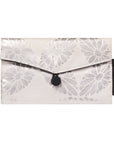 White & Silver Recycled Kimono Jewelry Pouch