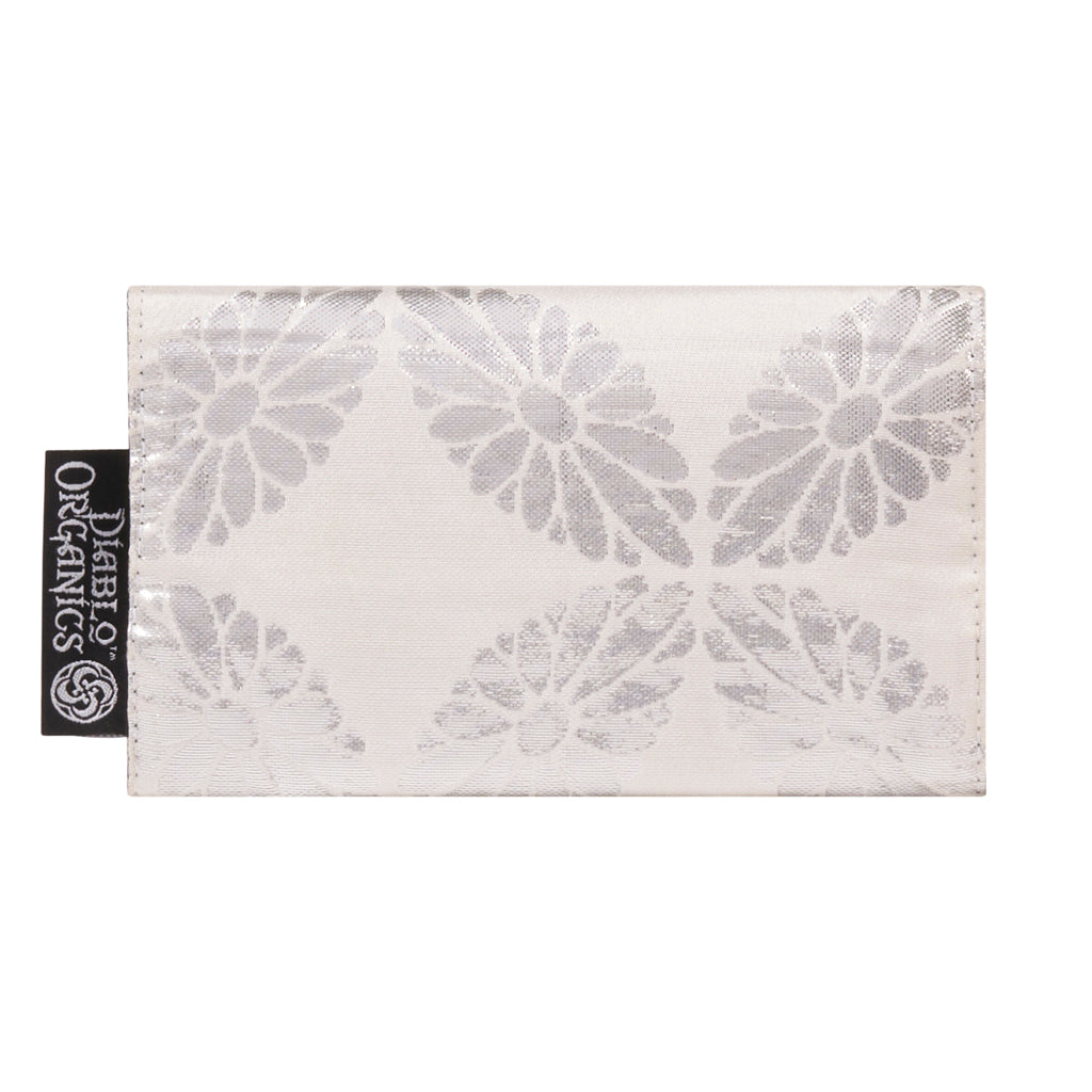 White &amp; Silver Recycled Kimono Jewelry Pouch