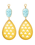 Turqouise & Lemon Quartz Skull Dangles