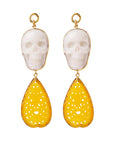 Cloudy Quartz & Lemon Quartz Skull Dangles