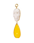 Cloudy Quartz & Lemon Quartz Skull Dangles
