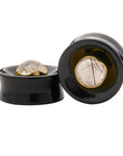 Black Obsidian & Tourmalated Quartz Stone Inlay Plugs