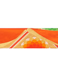 Orange, Gold, White, Green Flower Recycled Kimono Jewelry Pouch