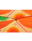 Orange, Gold, White, Green Flower Recycled Kimono Jewelry Pouch