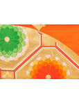 Orange, Gold, White, Green Flower Recycled Kimono Jewelry Pouch