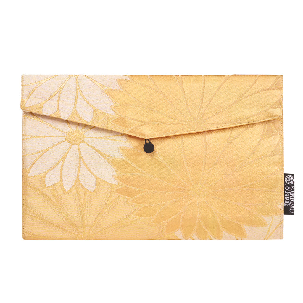 Golden Flower Recycled Kimono Jewelry Pouch