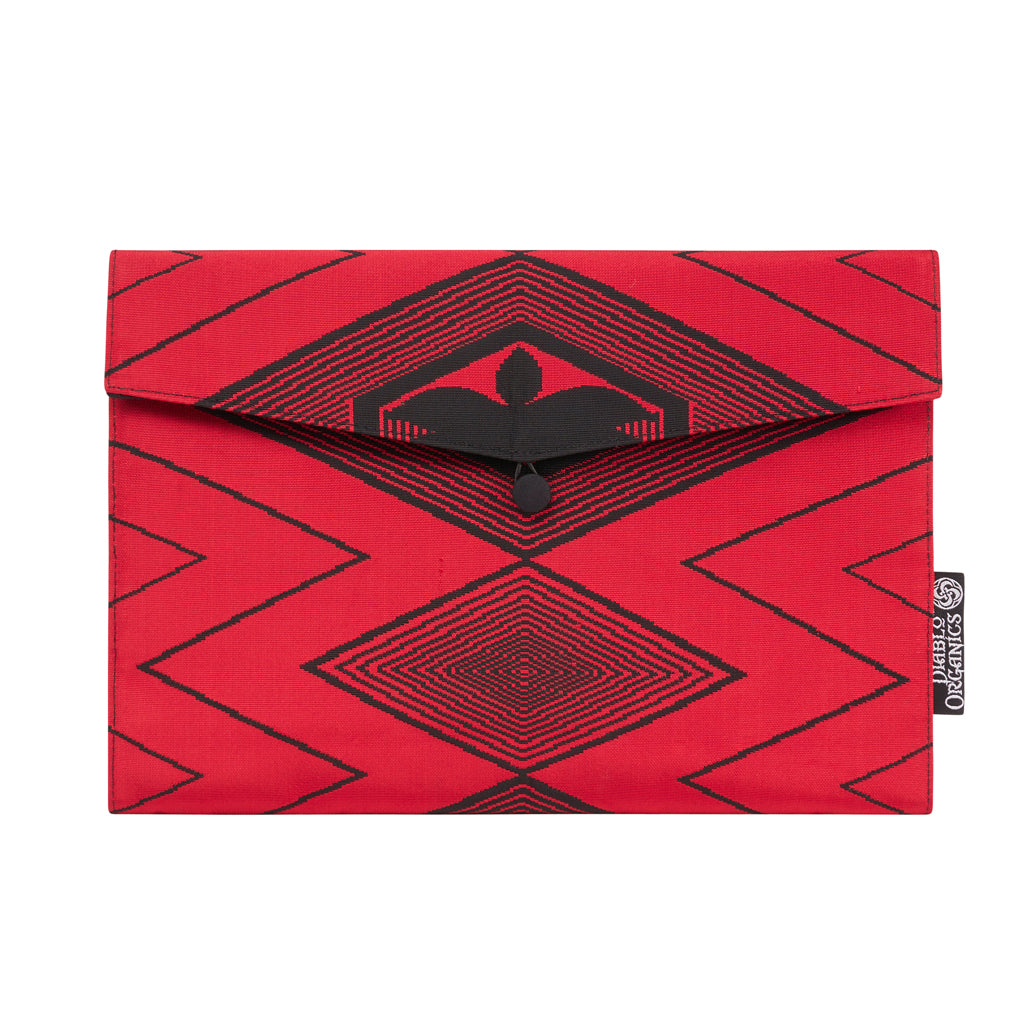 Red, Black, Lotus Recycled Kimono Jewelry Pouch