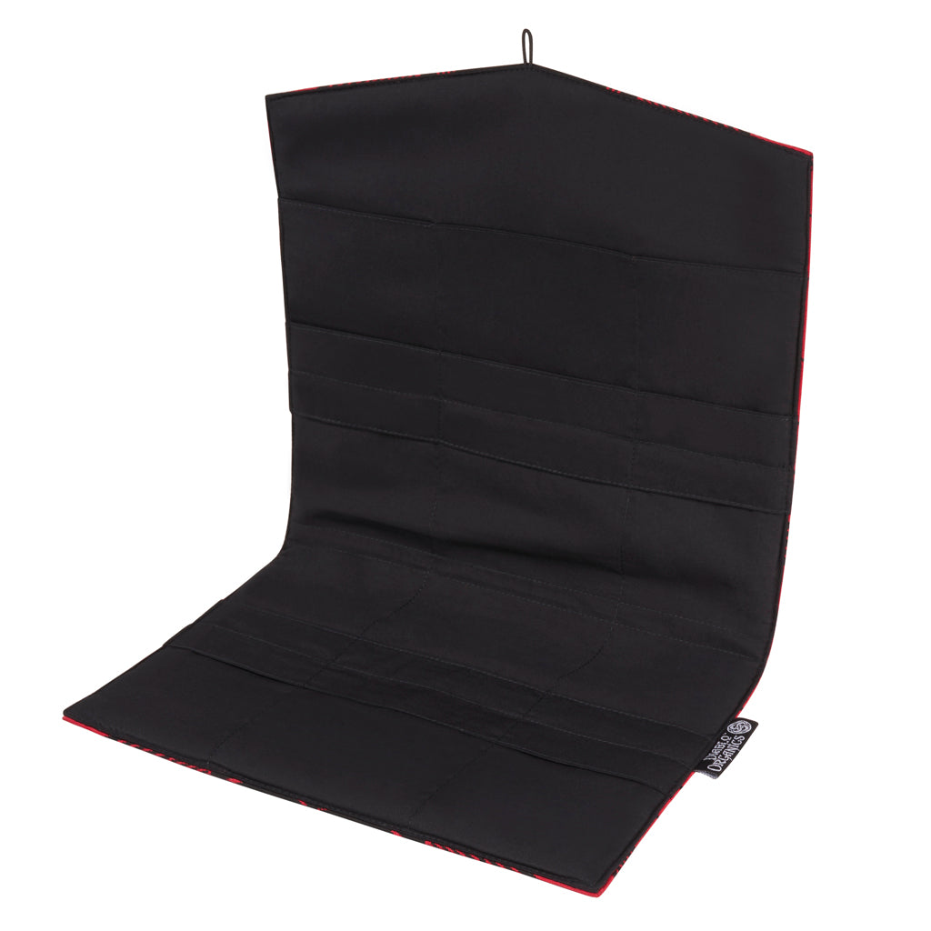 Red, Black, Lotus Recycled Kimono Jewelry Pouch