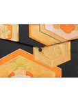 Orange, Black, Gold, Floral Recycled Kimono Jewelry Pouch