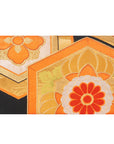 Orange, Black, Gold, Floral Recycled Kimono Jewelry Pouch
