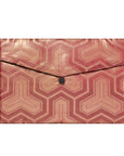 Maroon, Copper, "Y" print Recycled Kimono Jewelry Pouch