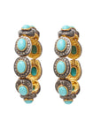 Diamond and Turquoise Pave Hoops
