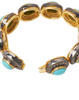 Diamond and Turquoise Pave Hoops