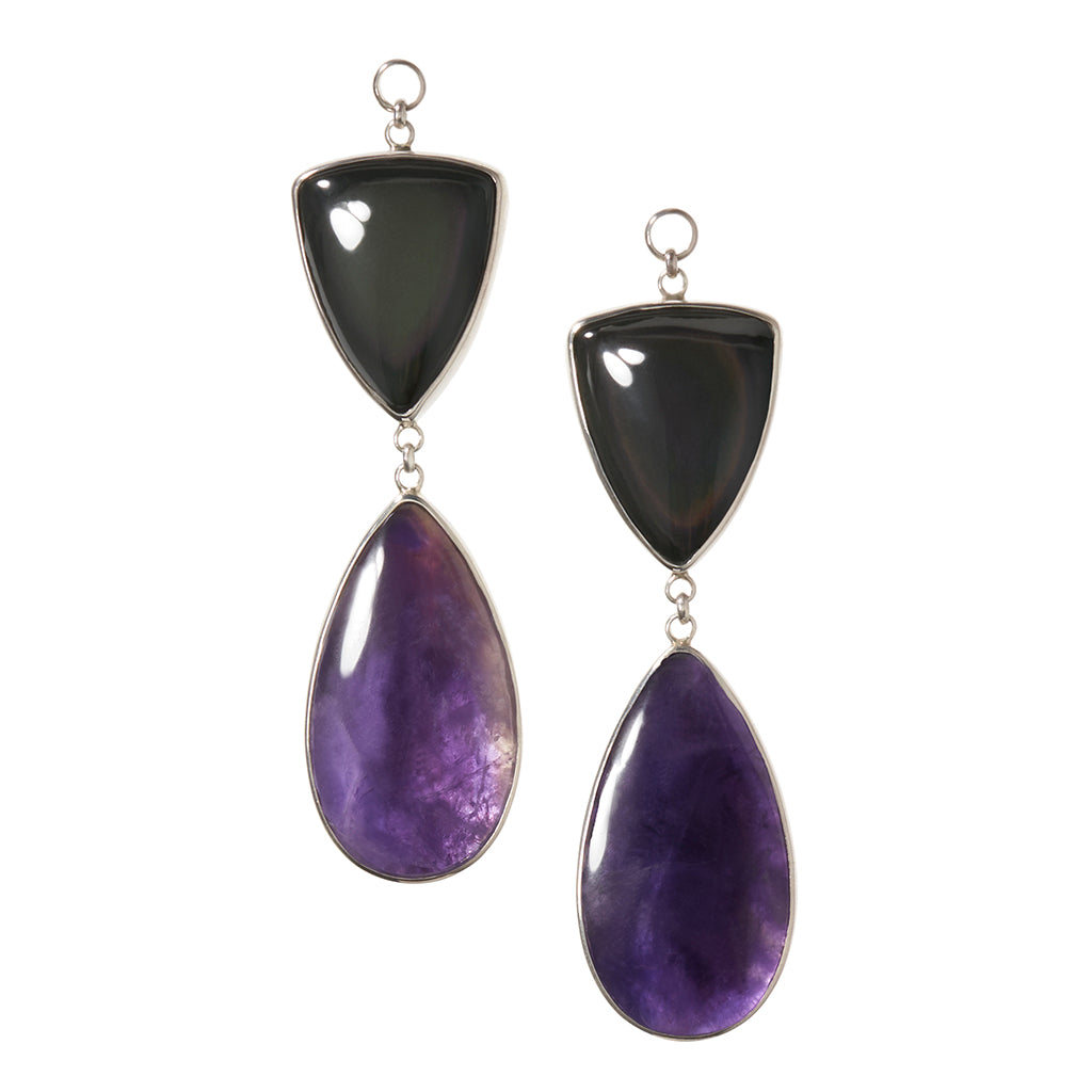 Rainbow Obsidian & Amethyst Dangles