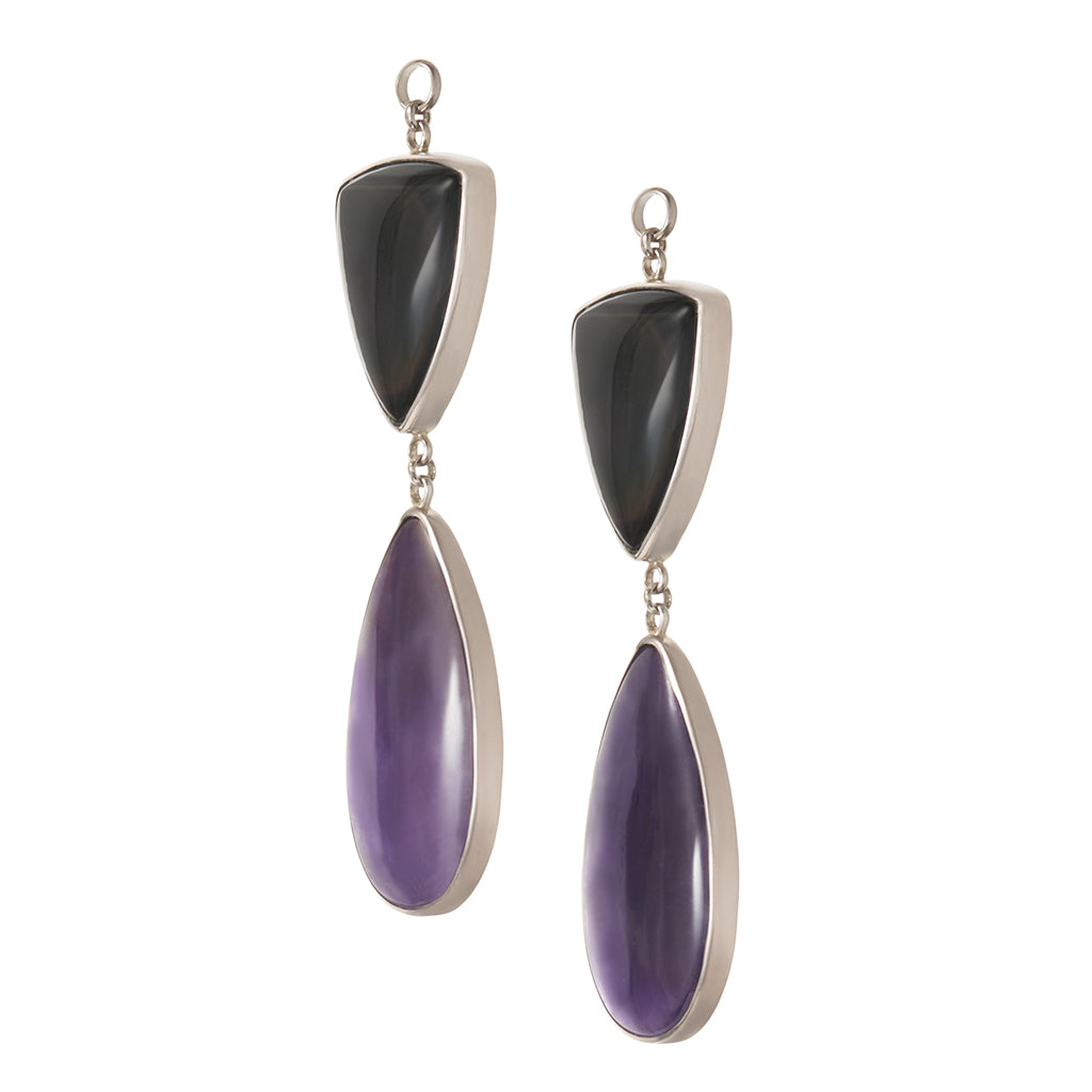 Rainbow Obsidian & Amethyst Dangles